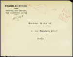 Lettre avec EMA de Paris 1 (1943) avec en-tête "Ministère de l'intérieur commissariat général aux questions juives" et au verso griffe violette