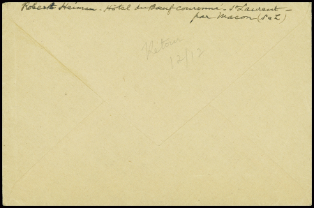 N°517 obl Macon-Gare (23.8.42) sur lettre pour Madagascar avec griffe noire encadrée "retour à l'envoyeur relations suspendues" (débarquement anglais)