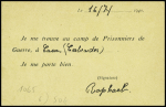 Carte postale de franchise militaire avis de capture avec au verso mention imprimée