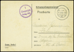 Postkarte du Stalag IV B (11.8.40) avec au verso mention imprimée d'avis de capture "Je suis prisonnier en Allemagne. Je vous salue de tout mon cœur".