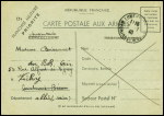 Carte postale de franchise militaire française obl Luneville (6.7.40) avec au verso avis de capture au tampon violet