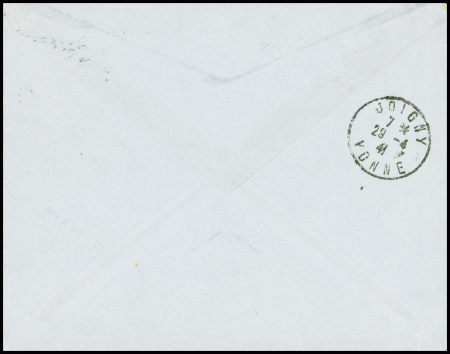 Lettre en franchise adressée à un PG français au Frontstalag 124 d'Auxerre avec cachet carré rouge "Dientstelle 2 feldpost-NR 24402 gepruft". TB