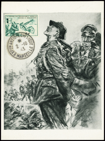 LVF n°7, Borodino, obl CAD "exposition antibolchévique Marseille" (2.10.43) sur carte avec illustration