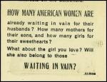 Tract lancé par les Allemands en Normandie (1944) sur les soldats américains pour les démoraliser "Waiting in vain" (tête de femme et soldat mort). TB