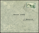 Levant n°49 obl grand CAD à pont "Poste aux armées FFL BCM4" (1942) sur lettre avec au verso cachet violet à croix de Lorraine