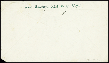 USA n°452 obl New-York (1942) sur env contenant une lettre autographe d'André Breton annonçant la création de sa nouvelle revue "W"