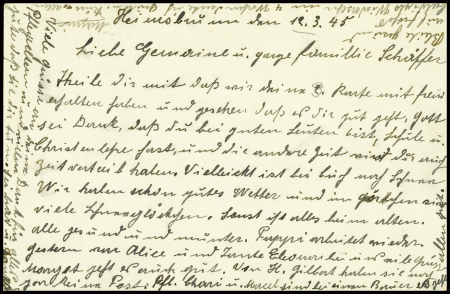 Carte à en-tête "Croix-Rouge française délégation départementale du Haut-Rhin" adressée en Suisse (12.3.45). TB