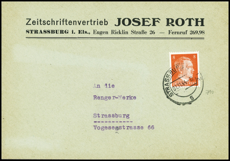 Allemagne n°710 obl Strassburg 2 (1.11.44) sur lettre (Strasbourg sera libéré le 23 novembre par la 2ème DB). TB
