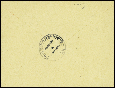 N°652 obl Périgueux (janv 1946) sur lettre à en-tête "Hopital des réfugiés Clairvivre (Dordogne)" avec au verso cachet noir