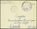lettre en franchise avec CAD "Lauris sur Durance vaucluse" (1952) = cachet violet avec déesse assise "Sanatorium départemental de Roquefraiche