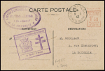 Entier carte postale avec EMA B 0944 obl La Rochelle RP (8.5.45) avec cachet "Libération de la forteresse de La Rochelle" (GUE E5). TB. Cote 300€