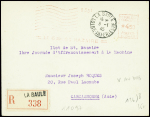 Lettre avec CAD de La Baule (8.1.45) + EMA rouge à 4F50 (1er jour de la machine à affranchir des chantiers de Penhoet urilisé à La Baule) en recommandé