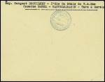 Lettre en franchise avec CAD de Castelsarrasin Tarn et Garonne" (dec 1944) avec cachet violet "1er bataillon du génie - le vaguemestre" et cachet violet