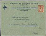 N°652 obl Limoges RP (1944) sur lettre à en-tête avec Croix de Lorraine "FFI mouvement de la Libération nationale (ex MUR) service régional propagande"
