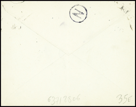 N°517, non obl, sur lettre avec CAD "Paris 96 R. Gluck" (2.11.44) + griffe "Inadmis" (2ème jour de démonétisation). TB