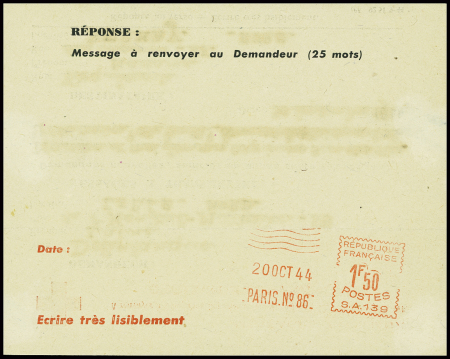 Petit message Croix Rouge de Lille (30 sept 44) pour Bernay Eure (suites de la bataille de Normandie). TB