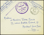 Lettre en franchise de Ris-Orangis Seine-et-Oise (1950) + cachet violet "Le Sanatorium des cheminots établissement  de Ris Orangis" + mention manuscrite
