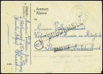Message Croix-Rouge réponse de Cchateauneuf d'Oze par Veynes (Hautes Alpes) (25 nov 44) pour un travailleur en Allemagne avec griffe noire