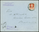 Argentine n°281 obl Comodoro Rivadavia (11 sept 29) sur lettre pour Buenos Aires avec griffe vuiolette "Por via aerea aeroposta Argentina SA" et signature