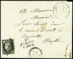 N°3 obl grille + cursive "53 St Aubin-s-Aire" + dateur B (1850), sur lettre, ind 26. RR et TB