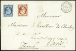 N°14 + 17 obl PC 3707 + T15 "Constantinople Turquie" (1859) sur lettre pour Paris. TB