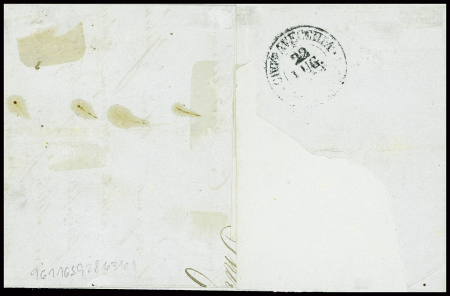 N°23 + 28 obl grille de Civita Vecchia sur lettre de Marseille pour Civita-Vecchia (1868)  (Salles n°684). TB