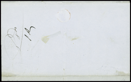 N°22 en paire obl rect de points 184 + CAD "Napoli UF° SUCCle del porto" (1868) sur lettre de Marseille pour Naples (Salles n°695)