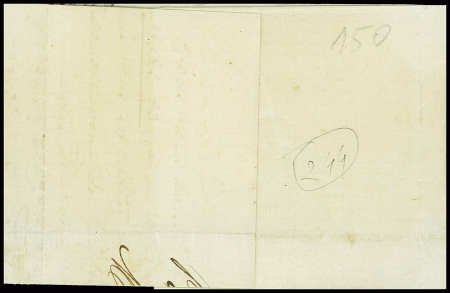 N°23 obl GC 2240 + T15 Marseille (1865) sur lettre pour Gênes avec petut "PD" encadré rouge apposé également sur le timbre. TB