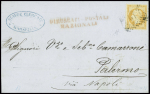 N°23 obl rect de points "19" de Naples sur lettre de Marseille pour Palerme avec griffe rouge "Piroscafi postali nazionali" (Salles n°695 bis). TB