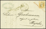 N°23 obl rect de points "184" + griffe rouge "Affranchie" + CAD "Napoli UF° SUCCle del Porto" (1868) sur lettre de l'armateur Clerc de Marseille