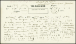 Télégramme codé avec CAD "Ha-Noï Tonkin" (1885) écrit par le général Négrier grièvement blessé, adressé au général Brière à Hanoï