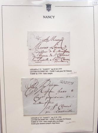 Beau restant de collection des marques postales de Nancy (1724 - 1848) primée en exposition régionale contenant 60 plis de qualité choisie