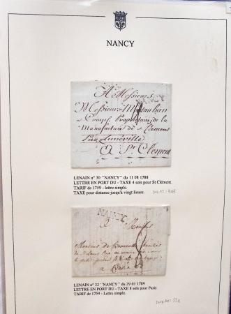 Beau restant de collection des marques postales de Nancy (1724 - 1848) primée en exposition régionale contenant 60 plis de qualité choisie
