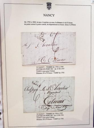 Beau restant de collection des marques postales de Nancy (1724 - 1848) primée en exposition régionale contenant 60 plis de qualité choisie