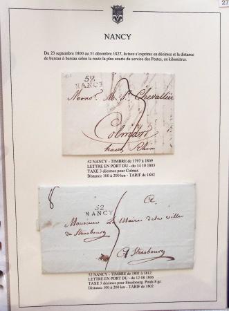 Beau restant de collection des marques postales de Nancy (1724 - 1848) primée en exposition régionale contenant 60 plis de qualité choisie