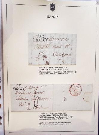 Beau restant de collection des marques postales de Nancy (1724 - 1848) primée en exposition régionale contenant 60 plis de qualité choisie