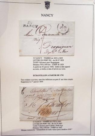 Beau restant de collection des marques postales de Nancy (1724 - 1848) primée en exposition régionale contenant 60 plis de qualité choisie