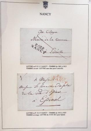 Beau restant de collection des marques postales de Nancy (1724 - 1848) primée en exposition régionale contenant 60 plis de qualité choisie