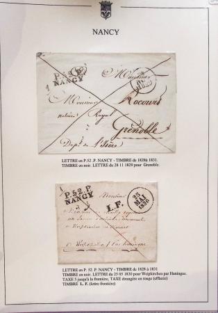 Beau restant de collection des marques postales de Nancy (1724 - 1848) primée en exposition régionale contenant 60 plis de qualité choisie