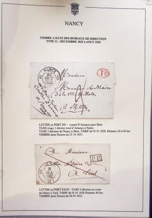 Beau restant de collection des marques postales de Nancy (1724 - 1848) primée en exposition régionale contenant 60 plis de qualité choisie
