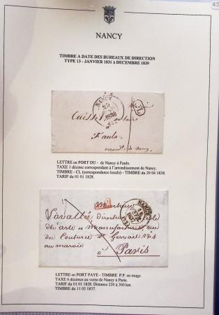 Beau restant de collection des marques postales de Nancy (1724 - 1848) primée en exposition régionale contenant 60 plis de qualité choisie