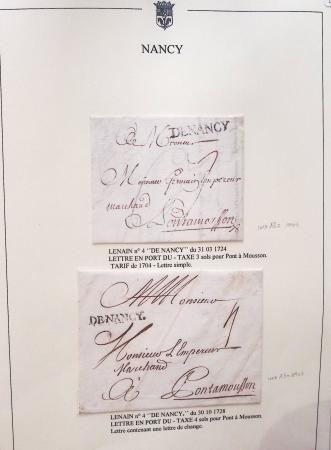 Beau restant de collection des marques postales de Nancy (1724 - 1848) primée en exposition régionale contenant 60 plis de qualité choisie