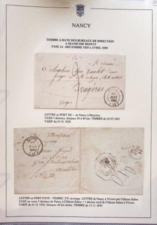 Beau restant de collection des marques postales de Nancy (1724 - 1848) primée en exposition régionale contenant 60 plis de qualité choisie