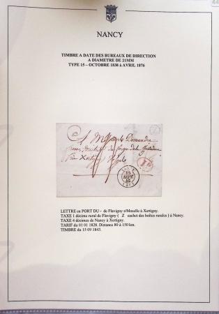 Beau restant de collection des marques postales de Nancy (1724 - 1848) primée en exposition régionale contenant 60 plis de qualité choisie