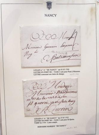Beau restant de collection des marques postales de Nancy (1724 - 1848) primée en exposition régionale contenant 60 plis de qualité choisie