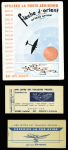 5 pièces diverses dont 3 carnets de vignettes "par avion" (C IDNA et Air France) et programme de la grande fête d'aviation de l'aérodrome d'Essey-les-Nancy