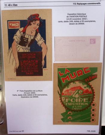 Gros classeur blanc de bureau contenant une collection spécialisée d'entiers postaux au type Paix 40c violet, 50c rouge, 55c violet, 65c Outremer, 90c