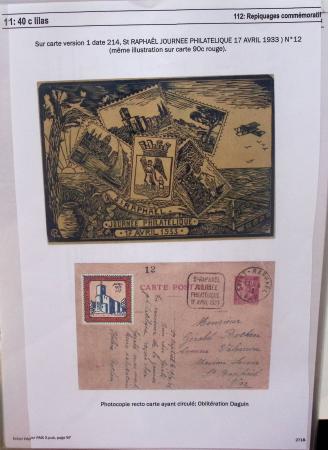 Gros classeur blanc de bureau contenant une collection spécialisée d'entiers postaux au type Paix 40c violet, 50c rouge, 55c violet, 65c Outremer, 90c