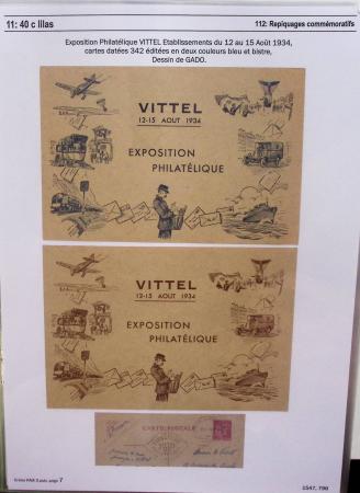 Gros classeur blanc de bureau contenant une collection spécialisée d'entiers postaux au type Paix 40c violet, 50c rouge, 55c violet, 65c Outremer, 90c