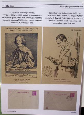 Gros classeur blanc de bureau contenant une collection spécialisée d'entiers postaux au type Paix 40c violet, 50c rouge, 55c violet, 65c Outremer, 90c